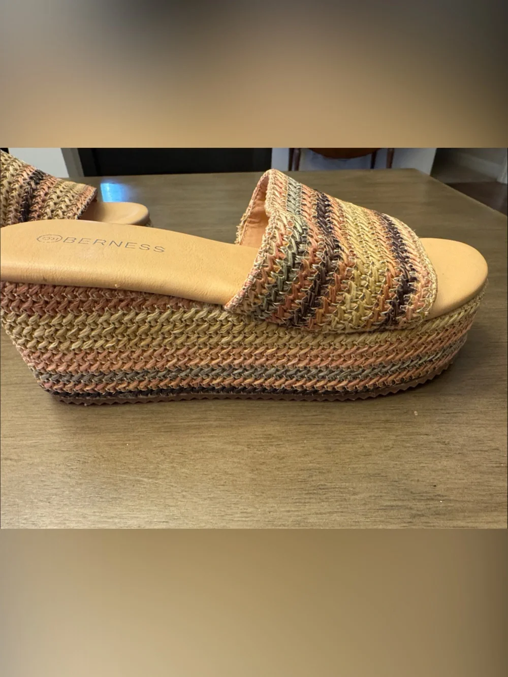 Platform Slide Sandals in Yellow and Tan by Berness
